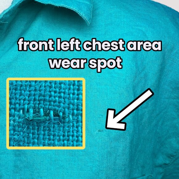 Vintage 90s Blue Button Up Shirt Eyelet Trim Boxy Fit Top Small - Picture 9 of 9